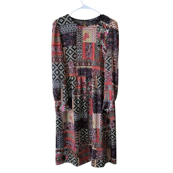Zara Woman Patchwork Midi Dress Multicolor A-line Bohemian Size 5 - Picture 1 of 7